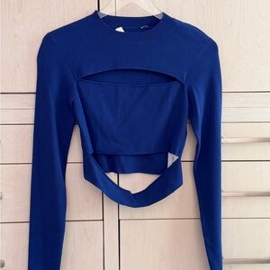 Lapointe Blue Long Sleeve Cutout Top